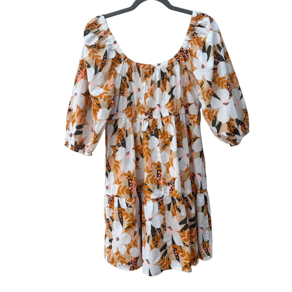 JODIFL Women’s M 100% Cotton Fall Blossoms Floral Mini Babydoll Dress - Picture 12 of 14